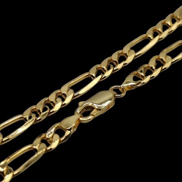 S925 14K Yellow Gold Finish over Solid 925 Sterling Silver 24"x 5mm Figa… - Picture 5 of 8